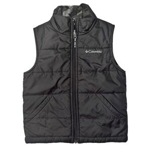 Columbia Reversible Vest Solid Black and Camo Full Zip Kids XS
